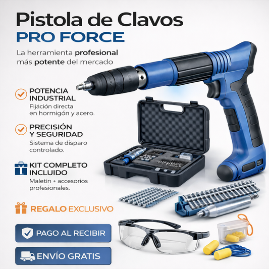 🔧 Pistola de Clavos PRO FORCE con KIT COMPLETO + Maletín Profesional + Gafas y Protección Auditiva INCLUIDAS 🎯🔥