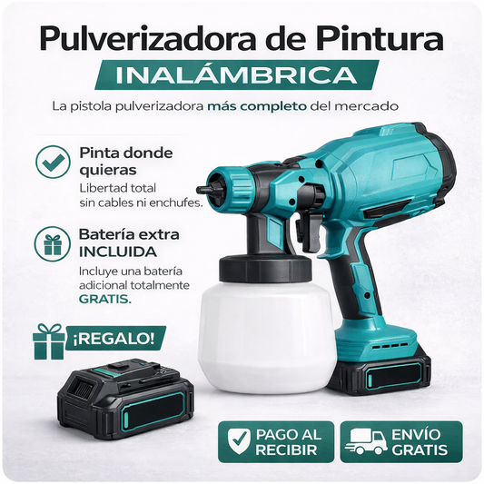 🎨 Pulverizadora de Pintura Inalámbrica con Doble Batería Incluye batería extra + depósito de alta capacidad + REGALO EXCLUSIVO 🔥