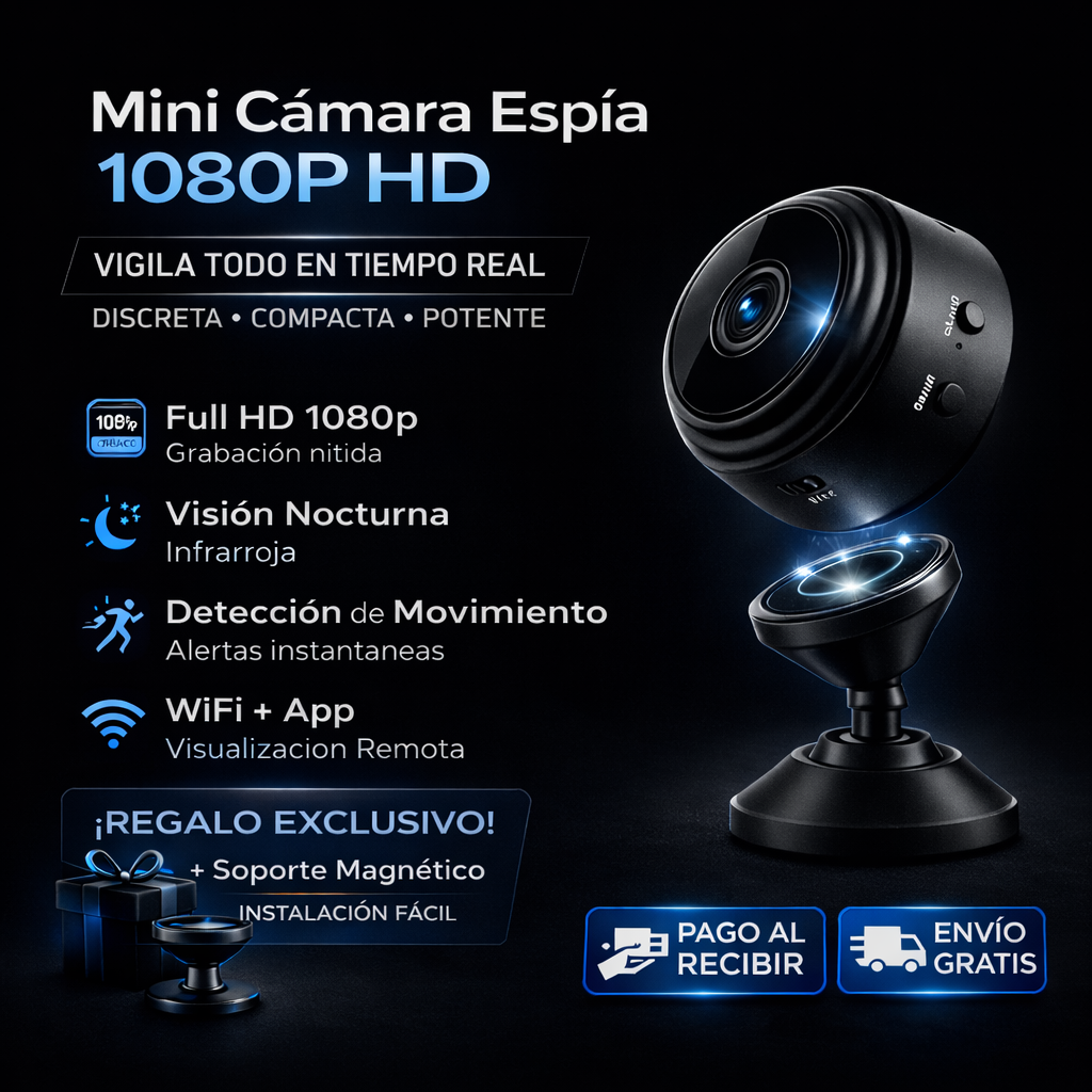 📹 Mini Cámara 1080P HD con Soporte Magnético GRATIS + visión nocturna + REGALO EXCLUSIVO 🔥