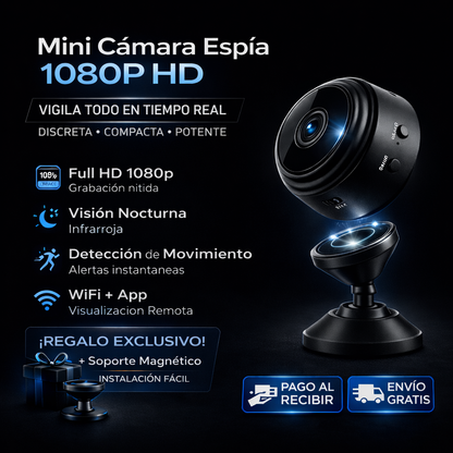 📹 Mini Cámara 1080P HD con Soporte Magnético GRATIS + visión nocturna + REGALO EXCLUSIVO 🔥