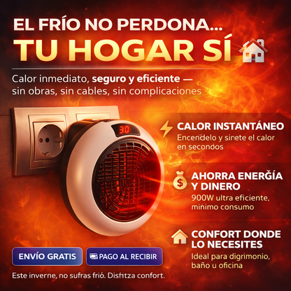 🔥 CALEFACTOR PORTÁTIL 900W  ❄️➡️🔥 DEL FRÍO EXTREMO AL CONFORT ABSOLUTO CON SOLO ENCENDERLO 🏡