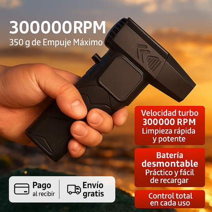 El Turbo Más Potente en tus Manos – Mini Soplador y Aspirador 2 en 1, 300.000 RPM