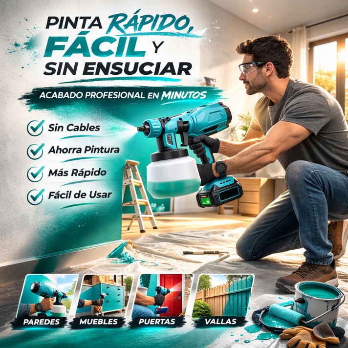 🎨 Pulverizadora de Pintura Inalámbrica con Doble Batería Incluye batería extra + depósito de alta capacidad + REGALO EXCLUSIVO 🔥